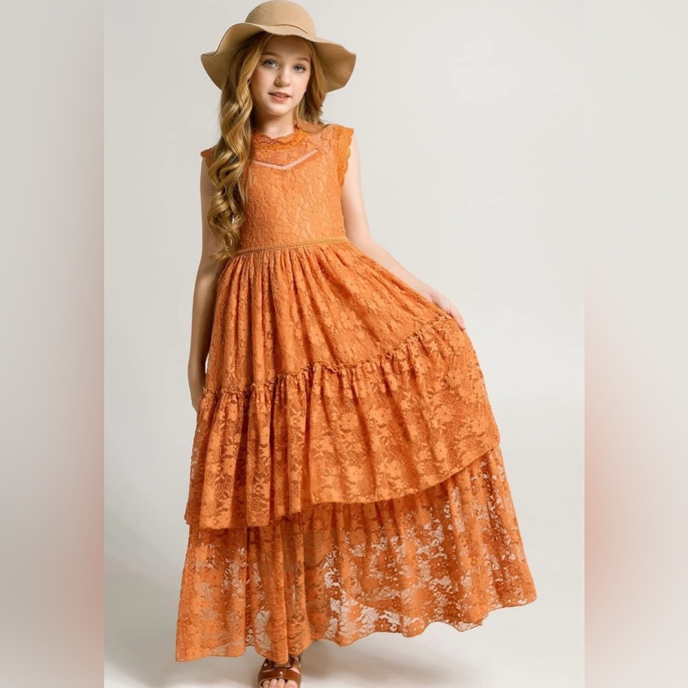 Marigold Girls Lace Dress